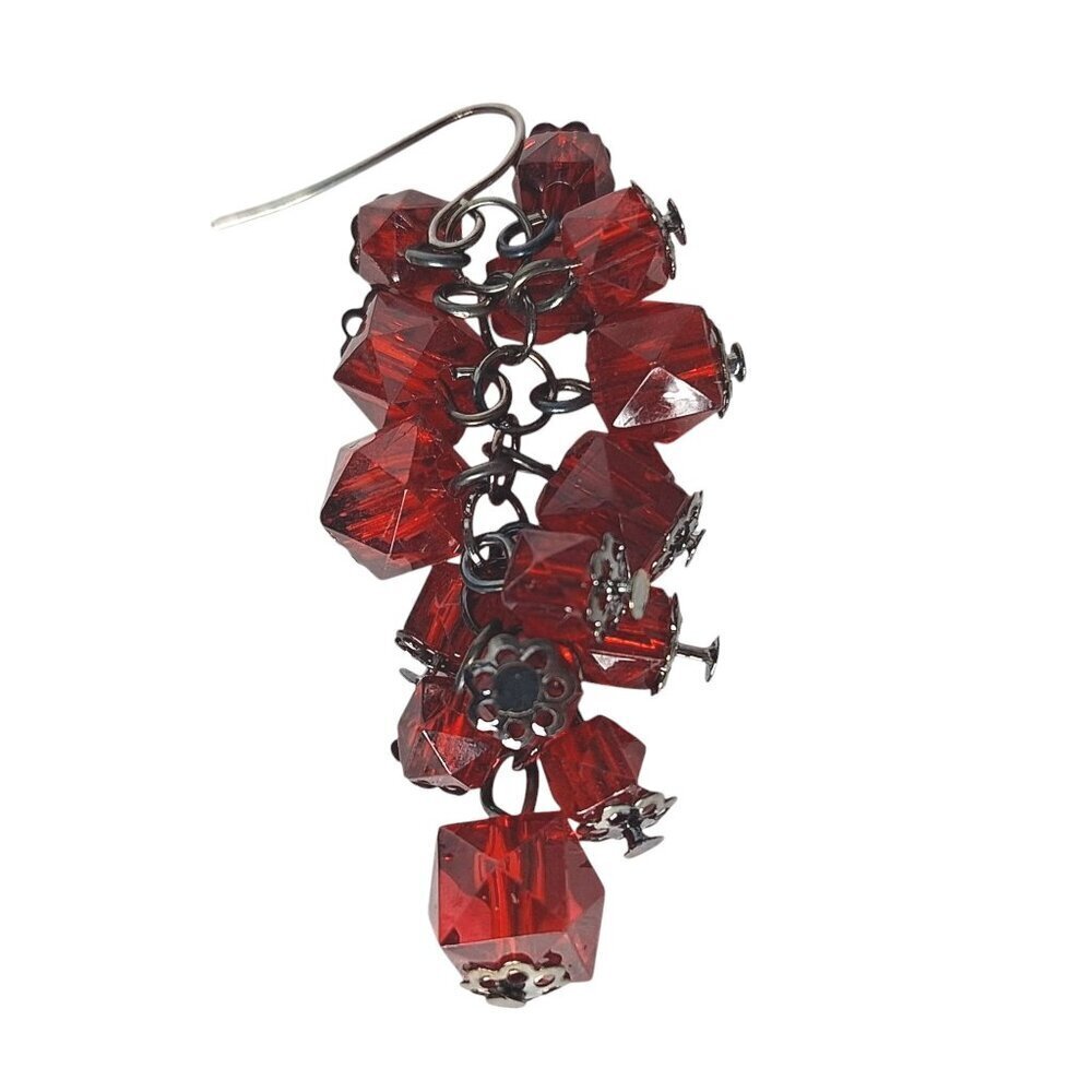 Ruby Red Gemstone Chandelier Drop Dangle Earrings - image 2